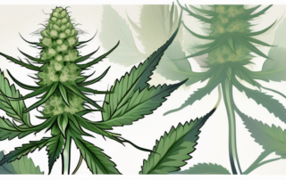 A cannabis plant magnified to show the trichomes in detail