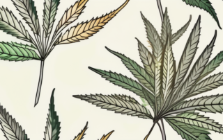 A hemp plant with highlighted parts like the leaves and seeds