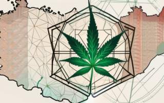 A cannabis leaf superimposed on a map of germany