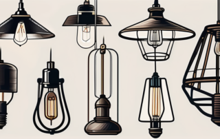 Several different styles of adjustable lamp suspensions