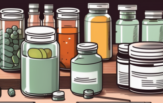 A german consumer protection office (verbraucherzentrale) with various dietary supplements on a table