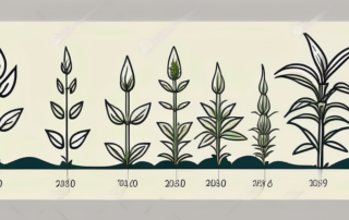 Different stages of hemp growth from seedling to mature plant