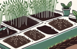 Sprouted seeds being planted in a garden bed