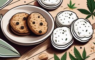 Delicious-looking hemp cookies on a rustic wooden table