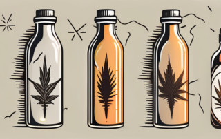 A hemp oil bottle with a halo of light around it