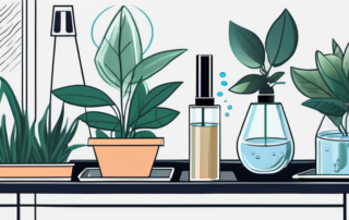 Various indoor plants with a humidifier nearby