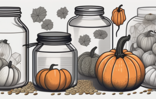 Various types of pumpkins with their seeds spilling out