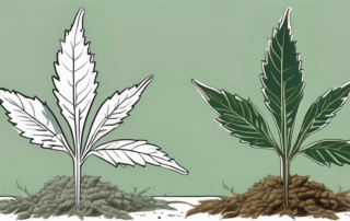 A cannabis plant leaning to one side