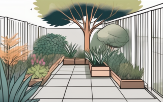 A well-organized garden with various types of plants placed strategically in different areas