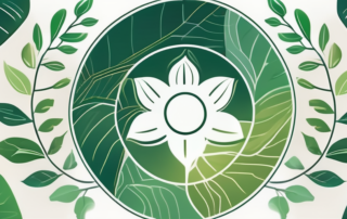 A ventilation system surrounded by symbolic growth elements like green leaves and sunlight