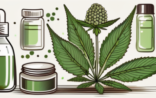 A hemp plant with highlighted terpenes molecules