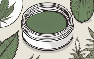 A jar of hemp salve surrounded by hemp plants