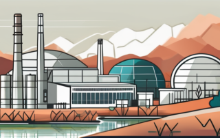 A modern power plant with various sections highlighted to depict different types