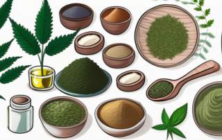 A variety of hemp-based foods like seeds