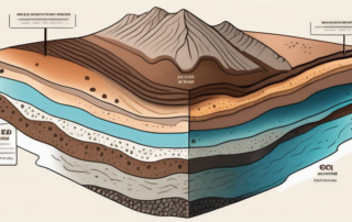 A cross-section of soil layers saturated with water