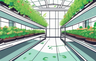 A hydroponic system with various plants growing in it