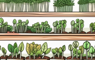 Young sprouts under led lights