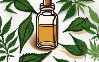 A hemp oil bottle with a dropper