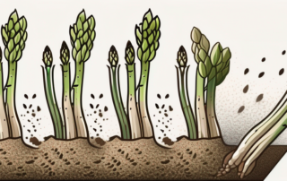 Several stages of asparagus seeds germinating