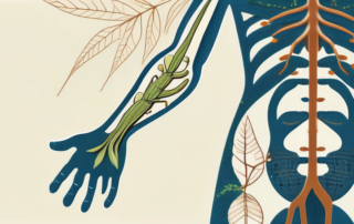 A hemp plant with its seeds transforming into a protein molecule