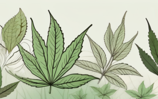 A variety of organic hemp tea leaves in different shapes and colors