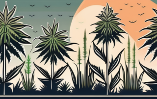 Mature cannabis plants in a garden setting