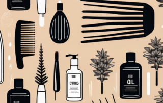 A bottle of hemp oil surrounded by luscious
