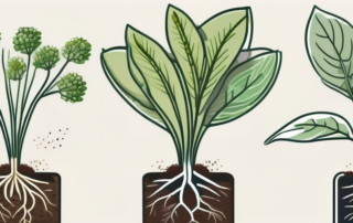 Various types of sprouting seeds and seedlings