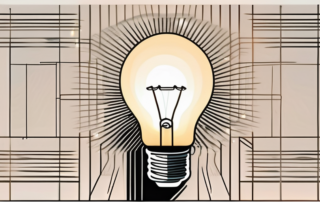 A led light bulb with rays of light illuminating a square meter grid on the floor