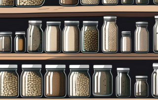 Various sized jars filled with hemp seeds