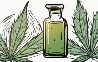 A small glass bottle of hemp oil being heated gently over a low flame