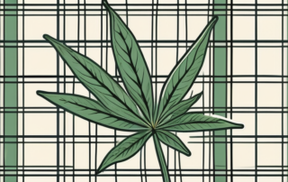 A cannabis leaf on a scale of justice