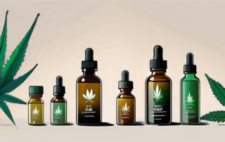 Several different types of cbd oil bottles lined up for comparison
