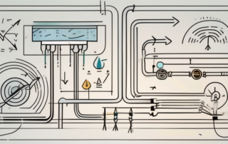 A ventilation system with arrows indicating airflow