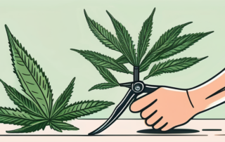 A pair of pruning shears carefully trimming a healthy