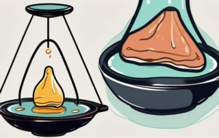 A droplet of oil and a chunk of fat side by side