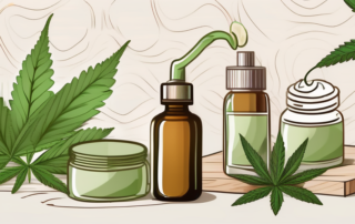 Various hemp oil products like a dropper bottle