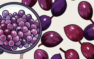 A bunch of red and purple grapes