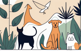 Various pets such as a dog