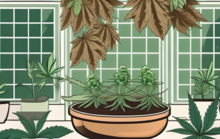 Various outdoor cannabis plants thriving in a garden setting