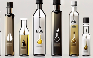 A variety of cbg oil bottles in different shapes and sizes