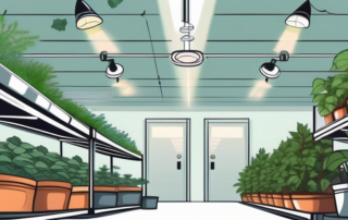 An organized and well-equipped grow room with various plants