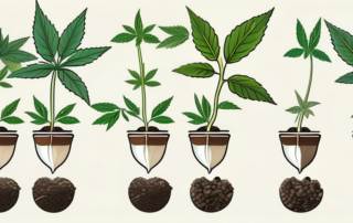 Various stages of a hemp seed germinating