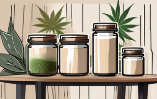 A variety of cbd cream jars in different shapes and sizes