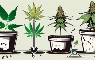 Various stages of autoflowering cannabis growth