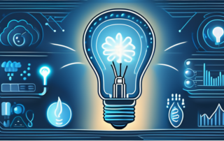 A blue led light bulb emitting a vibrant blue light in a dark room