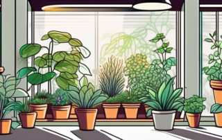 A vibrant indoor garden thriving under the glow of led grow lights