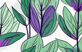 A plant with green leaves on top and purple underneath