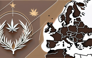 A cannabis plant growing inside a map outline of europe