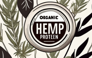 Organic hemp protein powder in a scoop
